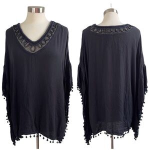 ELLA MOSS Black Pom Pom Swim Suit Cover-up size M/L